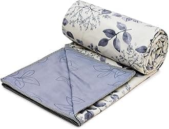 COZY FURNISH Summer Single Bed Blanket 144x220CM, Cooling Microfiber Cotton, Lightweight 150GSM AC Comforter, Soft Breathable Floral Print Quilt,Summer & AC use Mild Winter,Perfect for Gifting, Pink