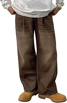 - Mens Baggy Jeans for Men Women Y2k Skater Vintage Plain Pants Casual Wide Leg Jeans Loose Fit Denim Jeans