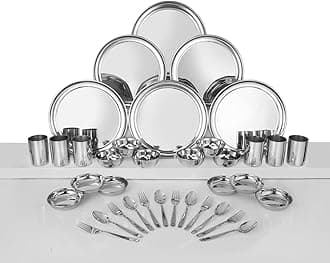 Shri & Sam Stainless Steel Shagun Dinner Set (36 Pcs Set) - Solid