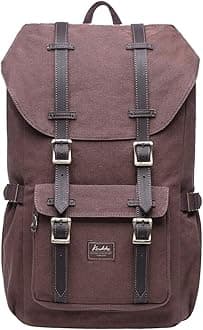 KAUKKO Travel Laptop Backpack, Outdoor Rucksack, Causal Backpack Fits 15.6"(Canvas Coffee)