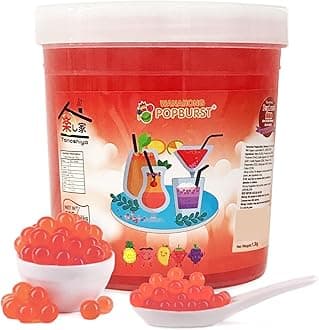 WaNaHong Popping Boba Pearl 1.3 KG Dessert Toppings, Prosecco and Cocktails (Strawberry)