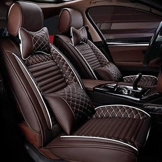 Custom Car Seat Covers Fit for Lancer Sportback 2009-2014 5-Seat Full Set All Weather PU Leather Front Rear Seat Protector with Waterproof Airbag Deluxe Edition Coffee