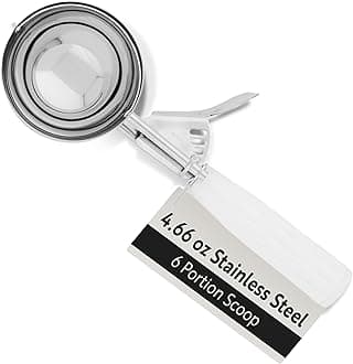 Met Lux 4.66 Ounce Portion Scoop 1 Trigger Release Cookie Scoop - With White Handle Stainless Steel Disher For Portion Control Scoop Cookie Dough Cupcake Batter Or Ice Cream