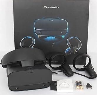 Rift S PC-Powered VR Gaming Headset - Black - Touch Controller, 3D Positional Audio, Built-in Room-Scale Insight Tracking, Fit Wheel Adjustable Halo Headband - BROAGE 3FT USB Extension Cable