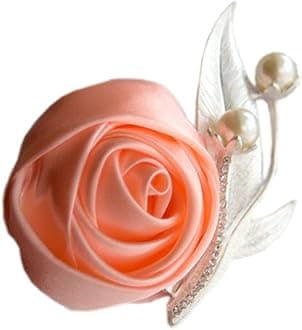 Boutonniere Bridegroom Groom Men's Boutonniere Boutineer with Pin for Wedding, Prom, Homecoming Orange Pink Pack of 2