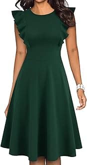 YATHONWomen's Vintage Ruffle Floral Flared A Line Swing Casual Cocktail Party Dresses