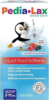 Pedia-Lax Liquid Stool Softener for Kids, Ages 2-11, Berry Flavor, 4 Fl Oz