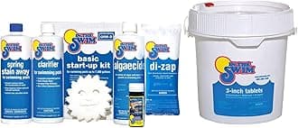 In The Swim Opening Kit and Chlorine Bundle - Pre-Measured Opening Kit for Easy Use - 10 Pound Bucket of 3-Inch Stabilized Chlorine Tablets - Inground and Above Ground Pools Up to 7,500 Gallons
