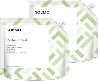 Amazon Brand - Solimo Liquid Handwash, Refill Pouch | Neem & Aloe | 3 Litre | 1500 ml x 2 | Fights Germs | Ph-Balanced Formula | No Added Triclosan & Parabens