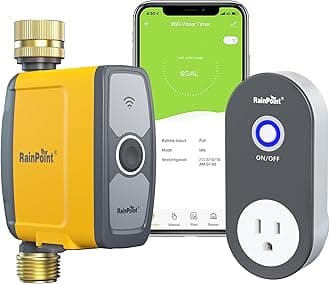WiFi Water Timer, Smart Sprinkler Timer Hose Timer WiFi Irrigation Controller, Smart Sprinkler System Valve, APP & Voice Control, Weather-Based Automatic Rain Delay, Brass Inlet & Outlet