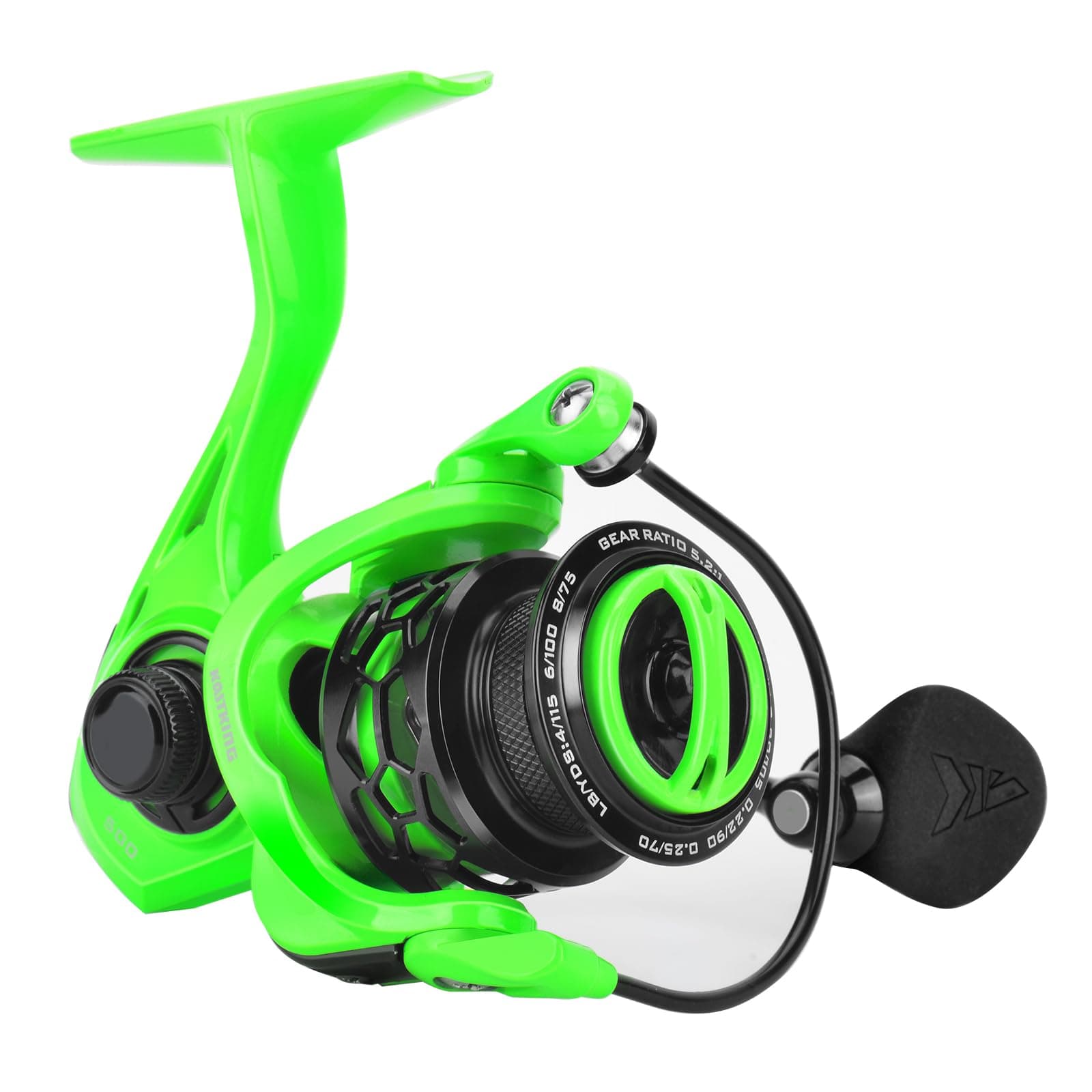 Zephyr Spinning Reels – 7+1/6+1 BB – Carbon Fiber Drag – Stainless Steel Shaft – Aluminum & CNC Spool – Black/Green/Orange – Sizes 500/1000 SFS – ICE Fishing Ready Reels!