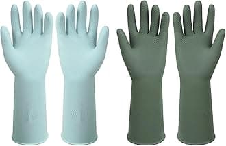Dishwashing Rubber Gloves Reusable Kitchen Gloves 2Pairs Cleaning Gloves for Washing Dishes Long-lasting&Non-Slip