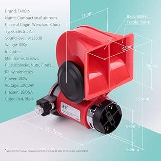 FARBIN 24V Train Horn Loud Air Horn with Compressor Truck Horn Kit with Wiring Harness