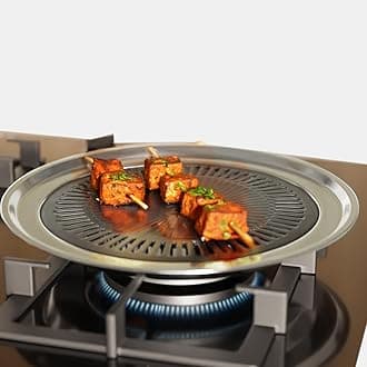 Lifelong Gas O Grill | Smokeless Indoor BBQ with Smokeless Stove for Healthy Cooking | Pan Roasting Cooking Tool, Mini Tandoor | Grilling Pan for Gas with Stove Grill Mesh (LLGSG01, Silver)