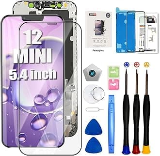 EFAITHFIX for iPhone 12 Mini Screen Replacement 5.4 Inch LCD Screen 3D Touch Display Full HD Digitizer Frame Assembly (A2176,A2398,A2399,A2400) with Repair Tools Screen Protector Waterproof Adhesive
