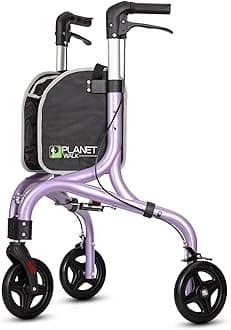 PLANET WALK Premium 3 Wheel Rollator Walker for Seniors - Ultra Lightweight Foldable Walker for Elderly, Aluminum Three Wheel Mobility Aid, Brilliant Purple