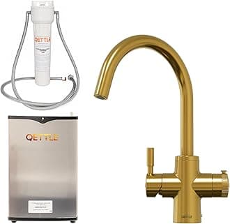 QETTLE Original 4-in-1 Instant Boiling Water Tap | True Boiling, Filtered Cold, Mains Hot & Cold (Gold, 7 Litre Boiler)