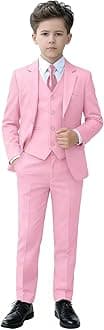 YuanLu Boys Suit for Kids Tuxedo Wedding Ring Bearer Outfit, 5 Piece Boy Slim Fit Formal Suits with Adjustable Waist