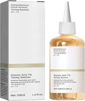 Glycolic Acid 7% Toner, Glycolic Acid 7% Toning Resurfacing Solution, Hydrates and Facial Exfoliation Astringe Pores 100ML/3.38 Fl Oz