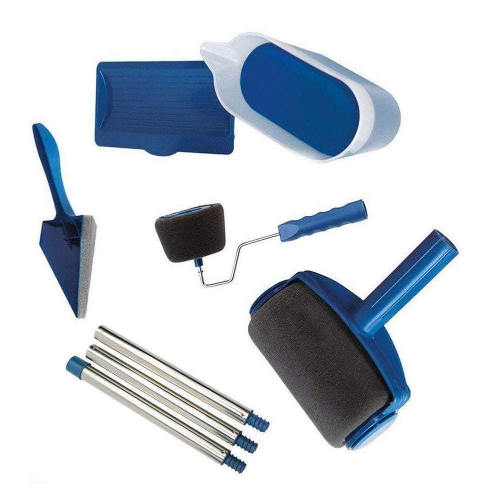 8PCS/Set Paint Runner Pro Roller Brush Handle Tool Flocked Edger Room Wall Painting Home Office Room Multifunction Roller Paint Brush Set (8PCS)