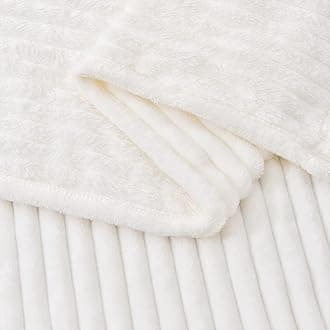 BEDELITE Fleece Throw Blanket for Couch – 3D Ribbed Jacquard Soft and Warm Decorative Spring Blankets – Cozy, Fuzzy, Fluffy, Plush Lightweight White Throw Blankets for Bed, Sofa, 50x60 inches