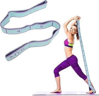 Abeillo Stretching Strap with Loops, Elastic Yoga Straps for Stretching Equipment, Stretch Band for Physical Therapy, Pilates, Yoga, Dance, Gymnastics Exercise and Flexibility
