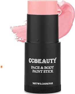 CCBeauty Pink Face Body Paint Stick, Baby Pink Eye Black Sticks for Sports, Cream FacePaint Foundation Makeup, Hypoallergenic Face Painting Kit for Halloween SFX Stage Clown Cosplay Costume Parties