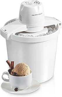 Hamilton Beach Electric Automatic Ice Cream Maker & Frozen Yogurt Machine Custard Sherbet Gelato Sorbet, 4 Quart, White (68330N)