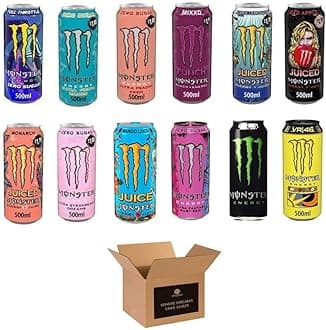 Monster Energy Drink Flavours | Juiced, Zero Sugar, Ultra, Monarch, Fiesta Mango, Strawberry Dreams, VR46, Punch | High Caffeine Sports Energy Drink (Monster Mixed Assorted Cans - 500ml x 12Pack)