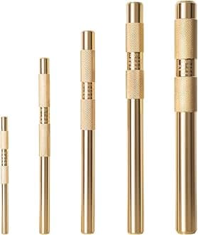 (5 Piece) Brass Drift Punch Set, Hand Punches Tools for Home Contains Contains 1/4- Inch, 3/8-Inch, 1/2- Inch, 5/8- Inch, 3/4- Inch Drift Punch, Replace 67003-MAI 045256670034