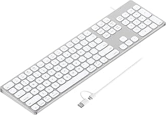 Aluminum USB Wired Keyboard with Numeric Keypad for Mac Pro, Mini Mac, iMac, iMac Pro, MacBook Pro/Air, Laptop and PC Computer