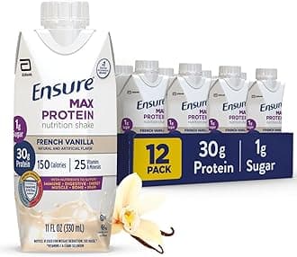 Max Protein Nutrition Shake with 30g of Protein, 1g of Sugar, High Protein Shake, French Vanilla, 11 fl oz (Pack of 12)