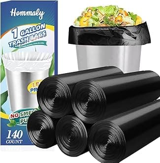 1 Gallon 140 pcs (0.8-1 Gal)Small Black Trash Bags, Strong 0.8 Gallon 1 Gallon 1.2 Gallon Garbage Bags, Bathroom Trash Can Bin Liners,Mini Bags Waste Basket Liner,Fit 3,4.5 Liter, 0.8-1 Gal(1Black140)