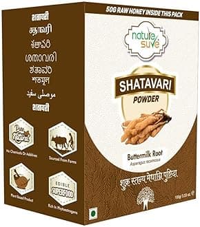 Nature Sure Shatavari Powder 100g with Raw Honey 50g, Buttermilk Root Powder - pack of 1