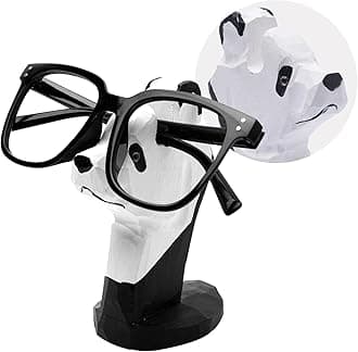 JIANGCHENG Handmade Wood Carving Eyeglasses Spectacle Holder Stand Sunglasses Display Rack Home Office Desk Décor Gift (Panda)