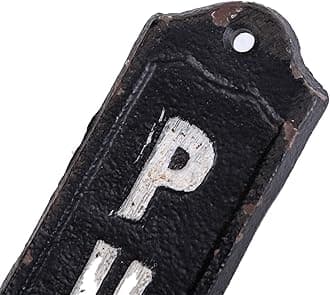 NIKKY HOME Antique Cast Iron Hardware Pull Door Sign for Home Business Shop Decor