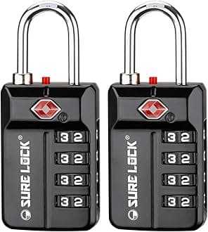 TSA Approved Travel Luggage Locks, Open Alert Combination Lock for School Office & Gym Locker,Toolbox, Pelican Case,Easy Read Dials- 1, 2 & 4 Pack (1, Black 2 Pack), Black 2 Pack, L, Compact