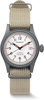 Men's 38mm Titanium Watch, Automatic, Military, Day/Date Function, 100M Waterproof, Nylon Strap, Japanese NH35 Movement, Screw-Down Crown — LANDMASTER