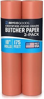 Bryco Goods (Pack of 2) Pink Butcher Paper Rolls, 18"x175' (2100 Inch) - Made in USA - Food-Grade Peach Butcher Paper for Smoker, BBQ, Grilling, Smoking Meat - Unbleached, Uncoated and Unwaxed