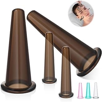 Threlaco 4 Pcs Face Cupping Set, Facial Cupping Set for Face and Eye Massage, Silicone Massage Vacuum Anti Aging Beauty Tool Facial Care(Black)