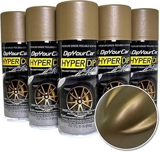 DipYourCar.com HyperDip Paint - 6-Pack of Sprayable Automotive Dip Coat - Removable Peelable Paint Protection for Cars - Bronze Gold Satin Coat Spray… B0B2KQFQYK