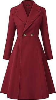 CURLBIUTY Women Swing Double Breasted Pea Coat Winter Long Overcoat Jacket