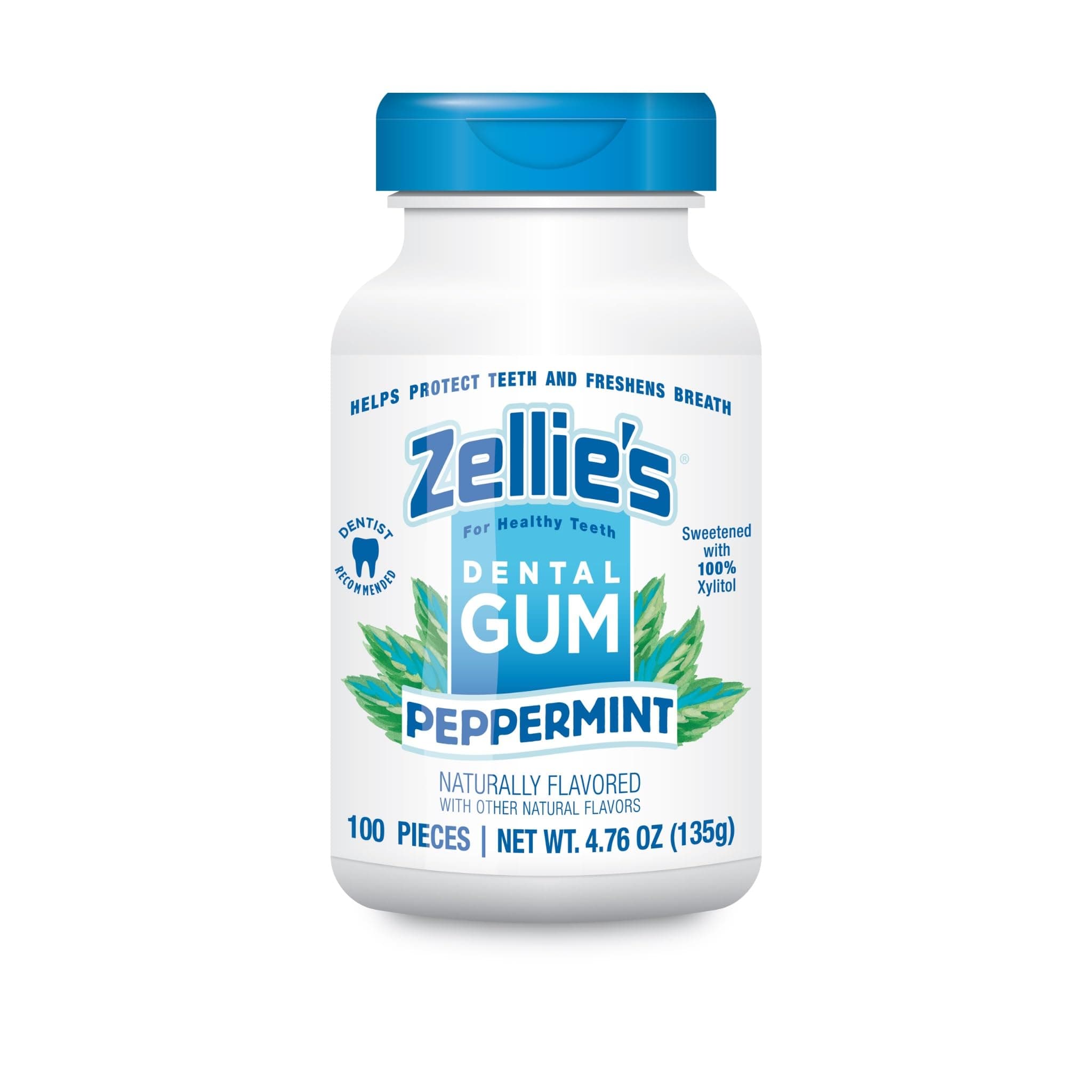 Zellies Peppermint Gum, 100 Count Jar