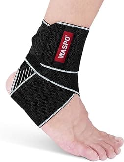 WASPO Ankle Support Brace - Adjustable Ankle Brace Wrap Strap for Sports Protect, Plantar Fasciitis, Achilles tendonitis, Ligament Damage, Injury Recovery, One Size for Men Women 1 PC Grey