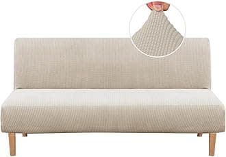 H.VERSAILTEX Armless Futon Cover Stretch Sofa Bed Slipcover Protector Elastic Feature Rich Textured High Spandex Small Checks Jacquard Fabric Futon Cover, Machine Washable, Island Fossi