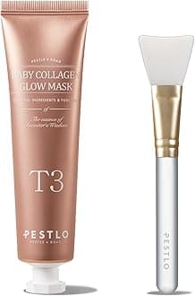 PESTLO Glow Application Set: Baby Collagen Glow Mask (1.69 fl oz) + Silicone Spatula Brush – Vegan Collagen Mask & Precision Applicator for Firm, Radiant Skin