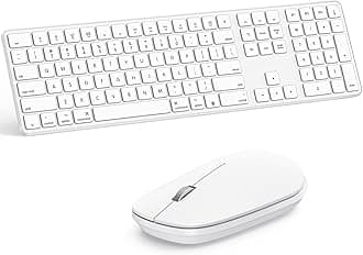 Bluetooth Keyboard and Mouse for Mac,OMOTON Wireless Multi-Device Keyboard with Numeric Keypad, Keyboard and Mouse Combo Compatible with MacBook Pro/Air, iMac, iMac Pro, Mac mini, Mac Pro (White)