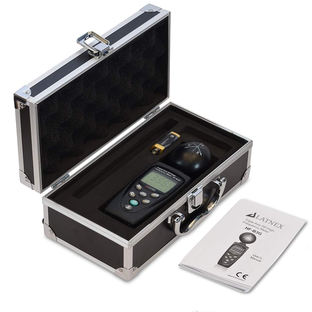 HF-B3G Triple Axis HF RF EMF Meter Analyzer and Detector + Aluminium Case & Calibration Certificate: 50MHz - 3.5GHz Measuring EMF from Cell Phones Smart Meters Cell Towers