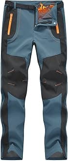 Rdruko Men's Snow Ski Pants Waterproof Insulated Winter Hiking Snowboard Fleece Lined Pants with Belt