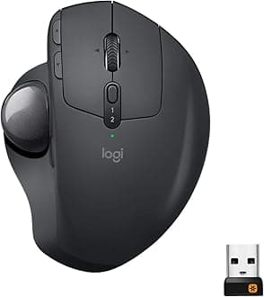 Logitech MX Ergo Wireless Trackball Mouse, (Bluetooth or USB), Rechargeable,Color Graphite.